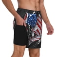 thumbnail image 3 of Picia Largemouth Bass Fish in USA pattern Mens Swim Trunks with Compression Liner Stretch Beach Shorts Quick Dry with Zipper Pockets No-Chafing Board Shorts-Medium, 3 of 9