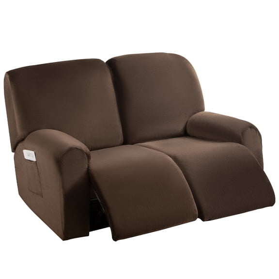 Eurhowing Recliner Loveseat Slipcover with Pockets, Stretch 2-Seater Reclining Sofa Cover, Waterproof & Pet-Friendly Furniture Protector, Coffee