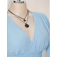 thumbnail image 5 of Womens Baby Blue V-Neck Solid Color Smocked Waist Bell Sleeve Mini Dress, 5 of 10