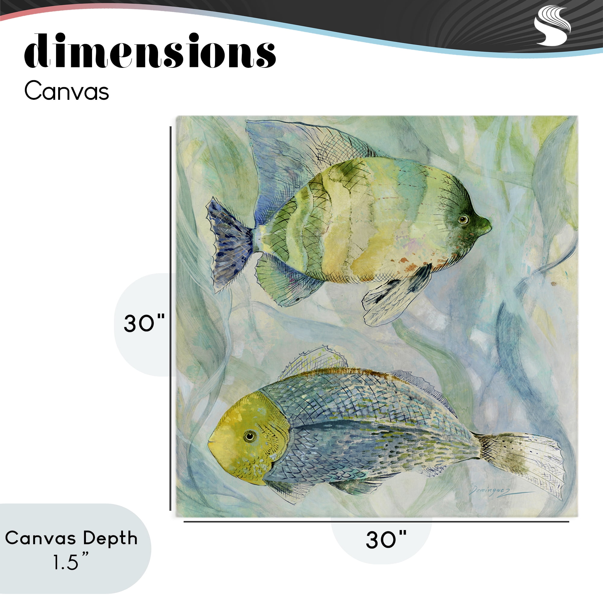 Stupell Industries Sweet Fish Duo Blue Green Canvas Wall Art, design by Lorenzo Collective