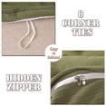 thumbnail image 4 of MorroMorn Muslin Duvet Cover Twin Size, 100% Breathable Cotton 2-Layer Gauze Comforter Cover Set 3 Pieces with 2 Pillowcases Zipper Closure & Corner Ties, Ultra Soft Linen Like, 68"x90", Olive Green, 4 of 8