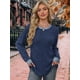 thumbnail image 5 of Camisas de Larga para Mujer, Suéteres, Conjuntos de Otoño, Bloques de Color, Ropa de Invierno, Elegantes, Informales, Suaves. Azul Marino M, 5 of 7