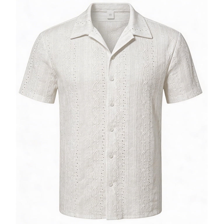 Iceglad Men's Casual Hollow Out Beach Shirt photo 8