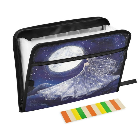 WOBOGO Moon Goddess Expanding File Folder Letter Size Accordion Filing Organizer 13 Pocket Separate Organ Pocket
