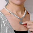 thumbnail image 3 of Elegant Pearl Choker Necklaces For Women Gold Coin Bow Knot Pendant Necklace Long Chain Jewelry Party Gifts---Product code 32593, 3 of 5