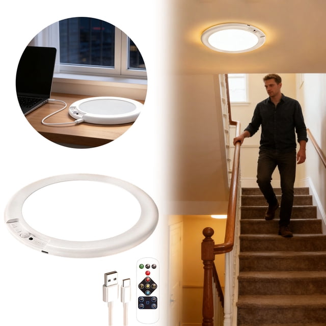 BotaniNest Rechargeable Wireless Motion Sensor Ceiling Light Cordless LED Lamp For Home Closet Staircase Cabinet Automatic Lighting 1pc