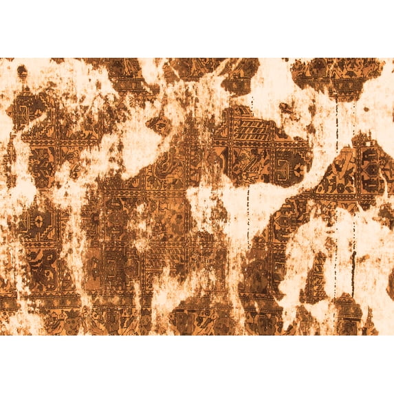 Ahgly Company Indoor Rectangle Abstract Orange Modern Area Rugs, 6' x 9'