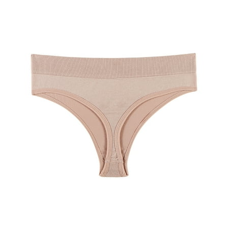 

Luxplum Ladies Thongs Solid Color Panties Mid Waist Underwear Stretch Bikini Briefs Summer Lingerie Pink M: 90-125 Catties