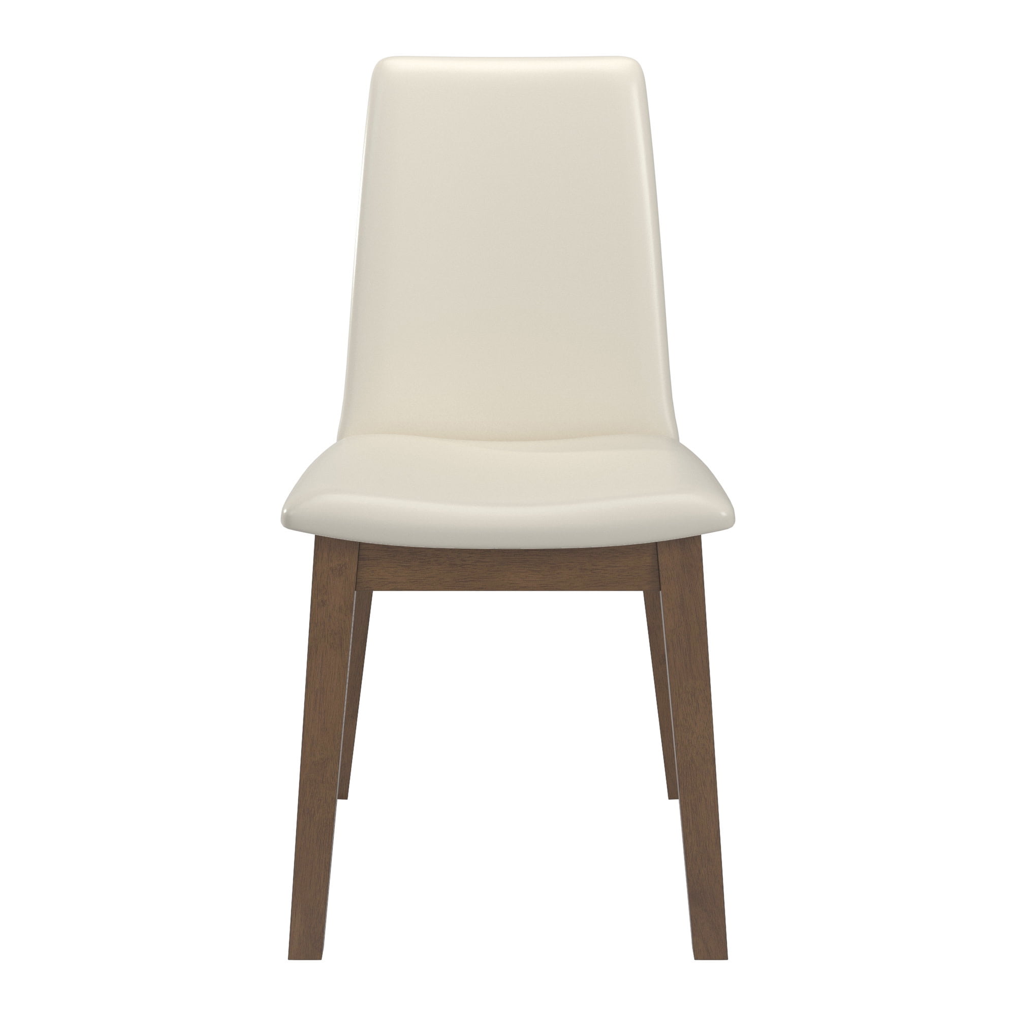 Weston Home Alta Wood Finish White Vegan Leather Dining Chair, Set of 2, Walnut