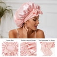 thumbnail image 2 of Premium Non Slip Satin Hair Bonnet for Men Women Curly Hair, Dreadlock Loc Cap Silk Double Layer Sleeping & Shower Wrap Soft Band With Tie,rose red, 2 of 5
