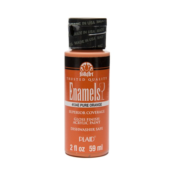 FolkArt Enamel Gloss Finish Pure Orange Acrylic Paint, 2 Fl. Oz
