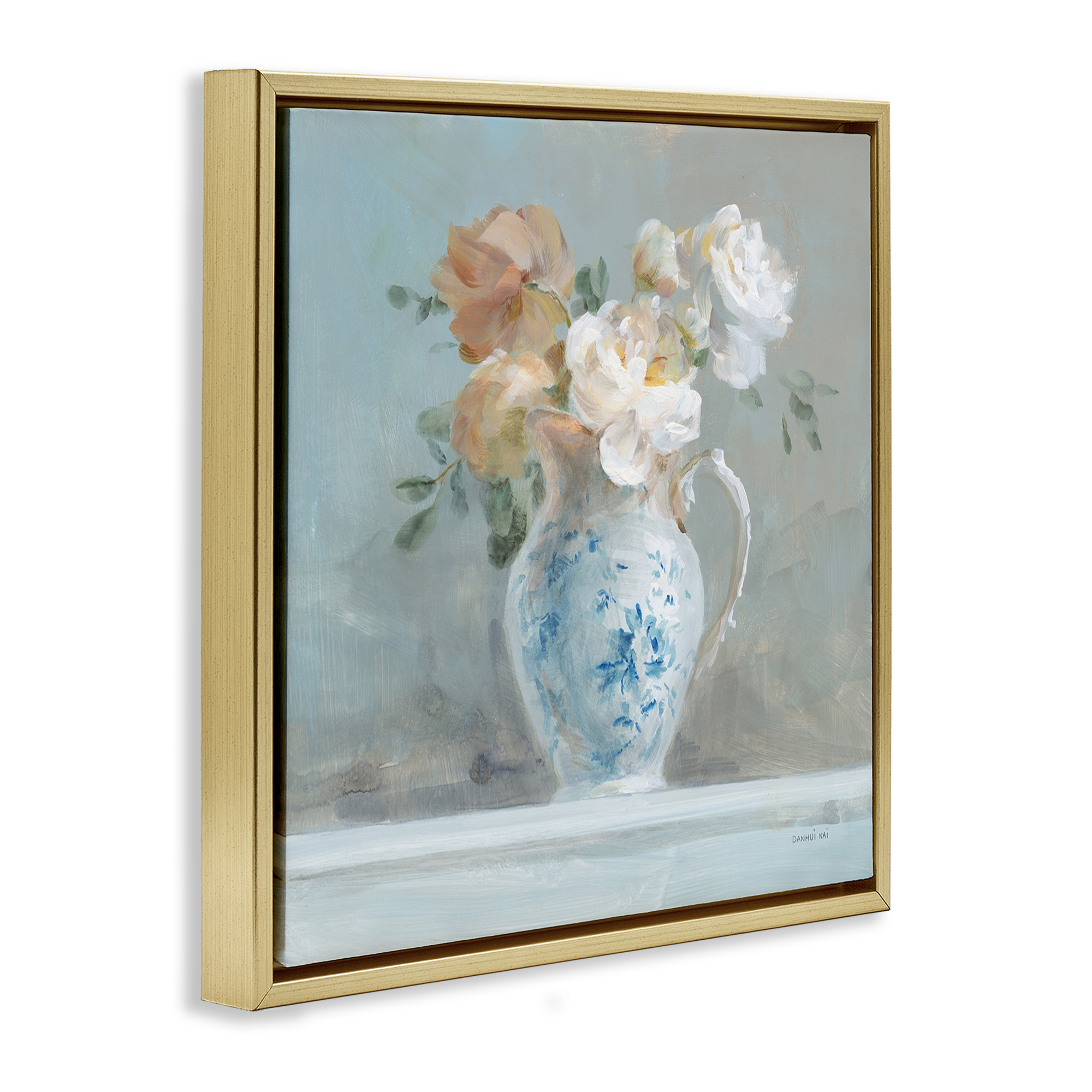 Stupell Industries Heirloom Floral Bouquet Botanical & Floral Painting Gold Floater Framed Art Print Wall Art, 25 x 25