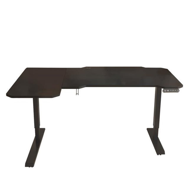 HomeRoots 528668 59 in. Adjustable Black L-Shape Standing Desk
