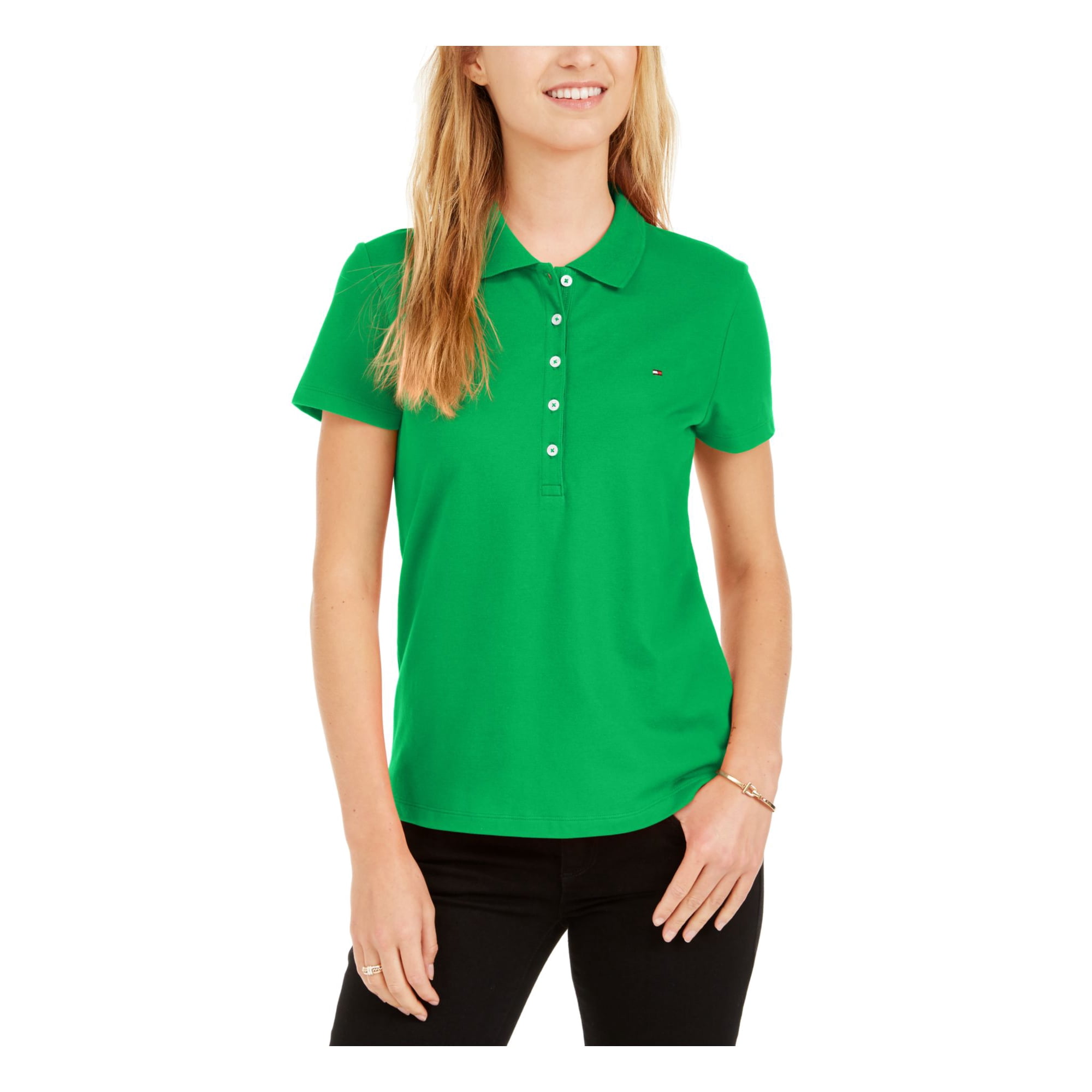 TOMMY Womens Green Embroidered Polo Short Sleeve Collared Top XL - Walmart.com