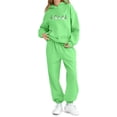 thumbnail image 4 of Conjunto de sudadera con capucha de manga larga para niños con estampado invernal y pantalones deportivos con lazo en las piernas, deportivo informal con forro polar para mayor calidez, conjunto de do, 4 of 5