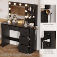 thumbnail image 5 of Homall Makeup Vanity Desk with LED Lighted Mirror and Power Outlet, Stylish Functional Vanity Table for with 4 Drawers and 3 Shelves for Bedroom, Black, 5 of 7