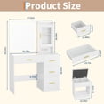 thumbnail image 2 of Modern Vanity Desk with Mirror and LED Lights – 3-Color Adjustable Lighting, 4 Drawers, Built-In Outlets, Hair Dryer Holder, Storage Stool – Bedroom Makeup Dressing Table, 2 of 6