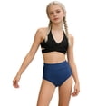 thumbnail image 6 of Fesfesfes Girls Ruffle Detail Two Piece Bikini Swimwear Set Quick Dry Swim Suit for Kids Beach Pool Play Youth Active Wear Modest Rash Guard UV Protection Outfit(Blue#1,5 Years), 6 of 9