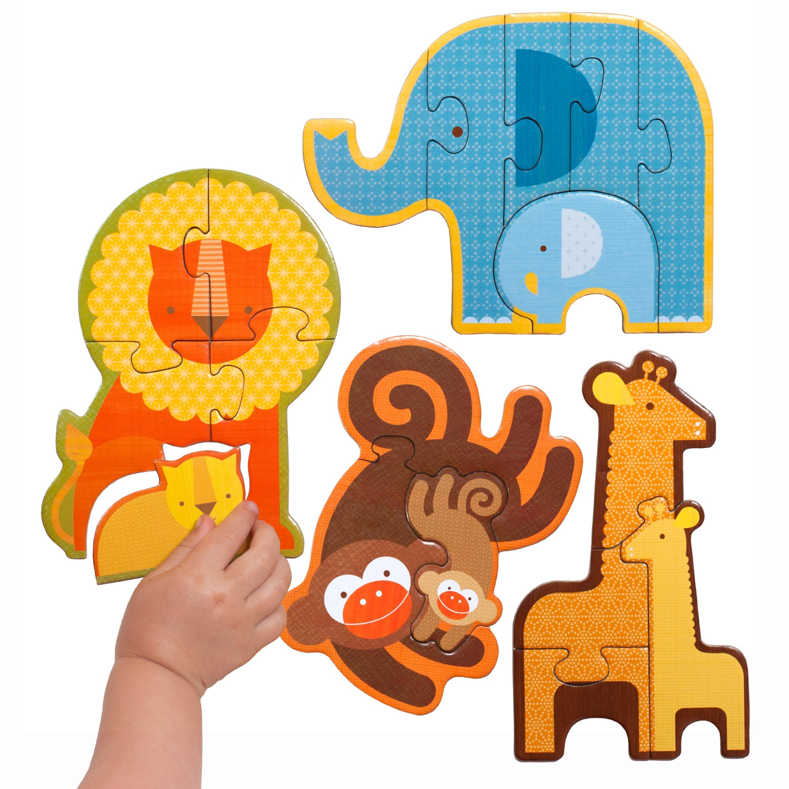 Petit Collage Beginner Jigsaw Floor Puzzle, Safari Babies, Set of 4