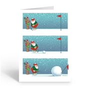 Snowball Putting Christmas Card - Funny Golfing 18 Cards & Envelopes