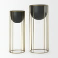 thumbnail image 3 of Mercana Danica Set Of 2 Matte Black Metal Plant Stands, 3 of 8