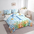 thumbnail image 2 of jejeloiu Whale Octopus Monogram T 7-Piece Bedding Comforter Set For Kids,Marine Watercolor Initial King Bedding Sets,Reversible, 2 of 7