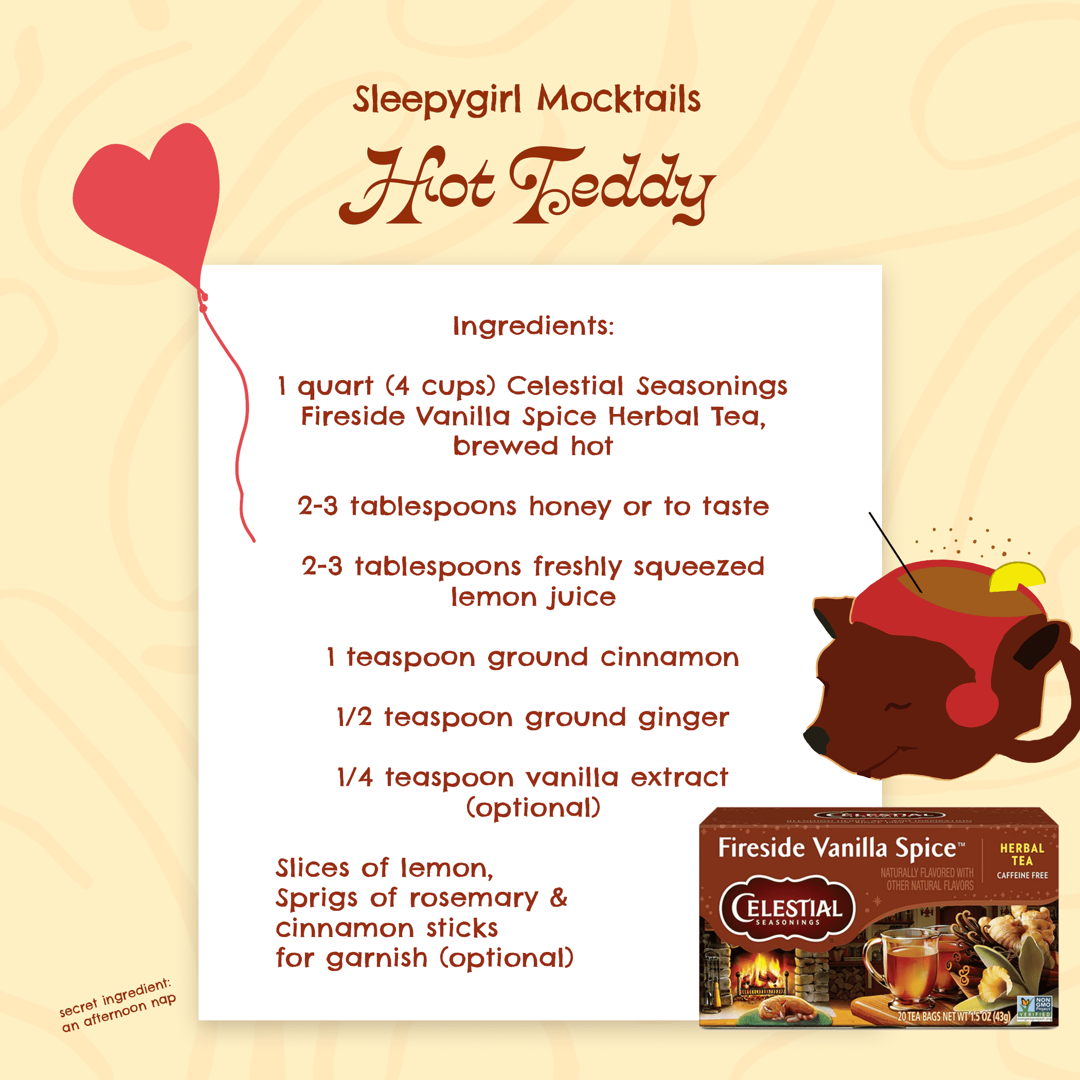 (3 pack) Celestial Seasonings Fireside Vanilla Spice Caffeine-Free Herbal Tea Bags (20 Count)