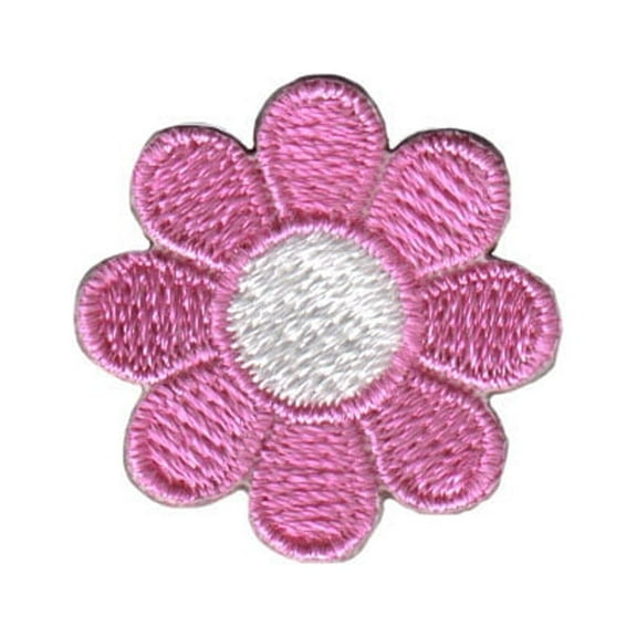 1" Daisy Pink Petals White Center Patch Flower Cute Embroidered Iron On Applique