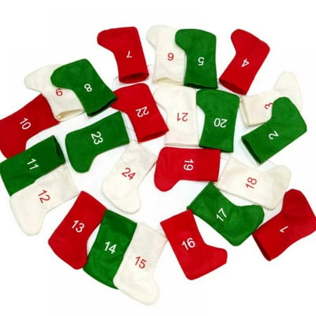 

Baywell 24Pcs Christmas Decorative Socks Countdown Calendar Xmas Hanging Ornaments Christmas Decorations