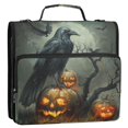 thumbnail image 2 of 3 Ring Zipper Binder with Shoulder Strap Waterproof Trapper Keeper 2 Inch D-Ring 500 Sheets Capacity Raven Bird and Pumpkins, 2 of 7