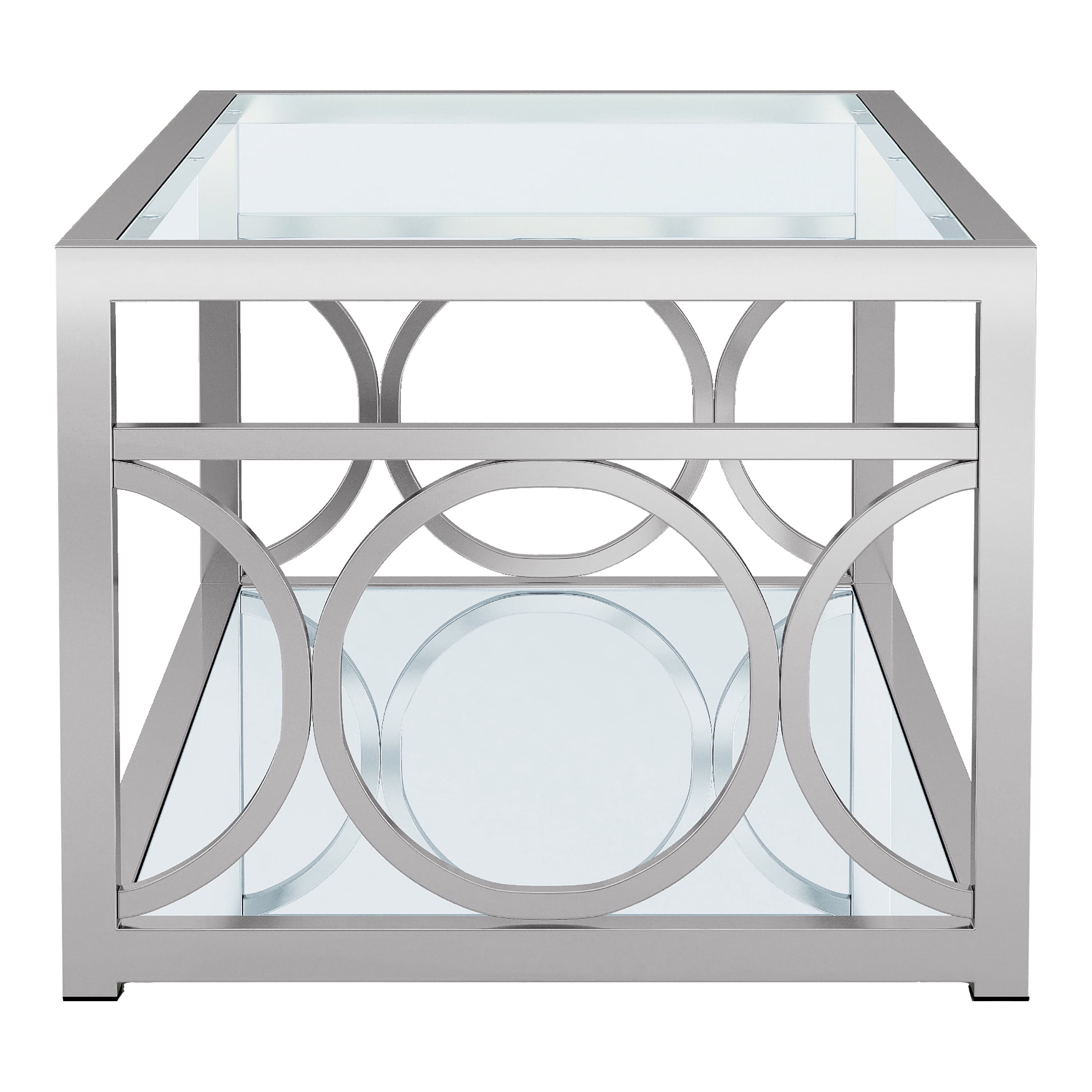 Furniture of America Hirsh Glass Top Coffee Table, Chrome
