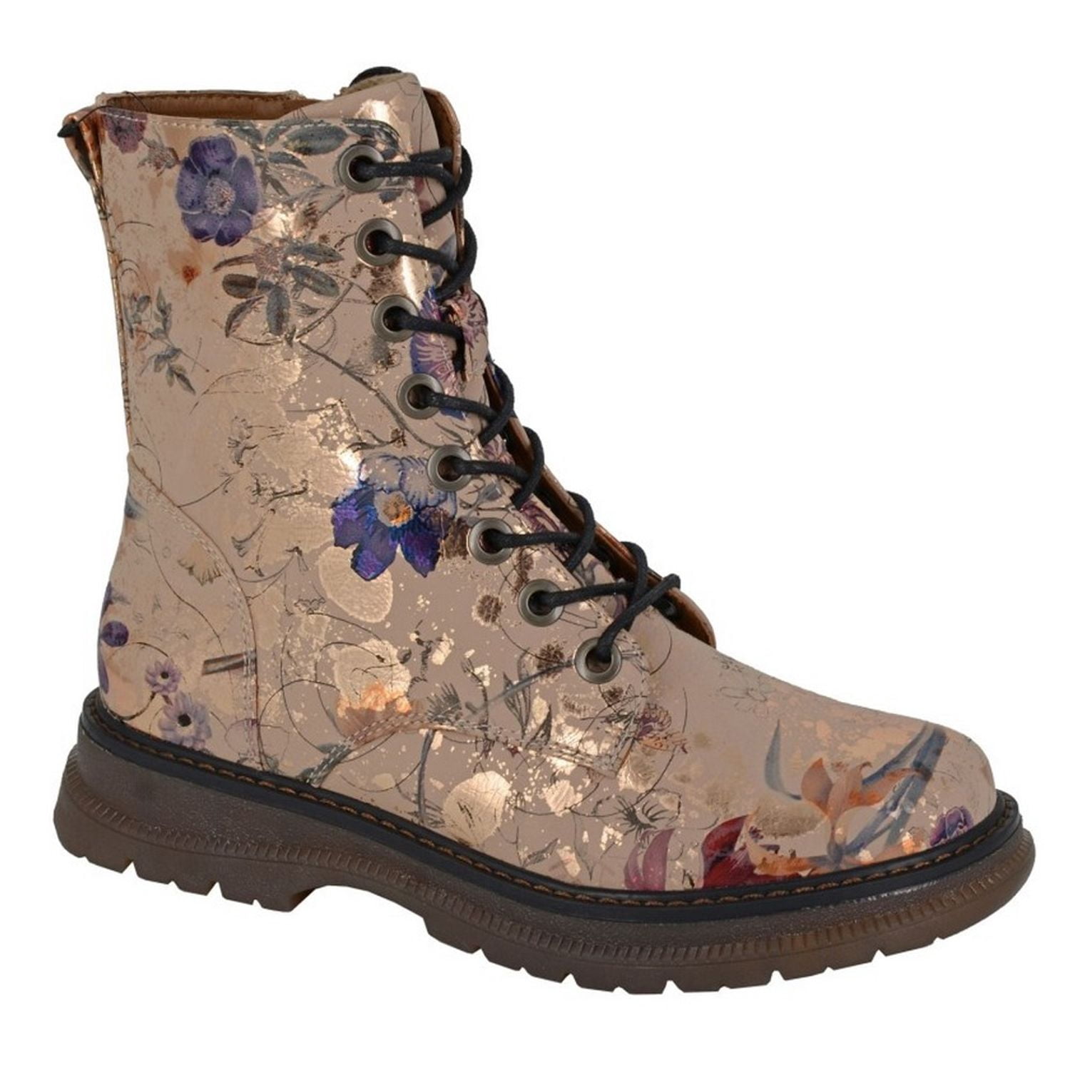 Cipriata Women's Annetta Floral Combat Boots - PU Upper, Memory Foam, Retro Style - View #13