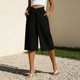 thumbnail image 4 of Pantalones de Pierna Recta de Lino para Mujeres Verano Suelto Color Sólido Cintura Elástica con Bolsillos Pantalones de Pierna Recta Casual, 4 of 6