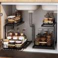 thumbnail image 1 of Organizador Bajo del Fregadero con Deslizamiento Ajustables, Estante Organizador de Fregadero Cocina y Baño Extraíble para Gabinete 2 Niveles, Cajón Deslizante Metal, Especieros para Cocina, 1 of 13