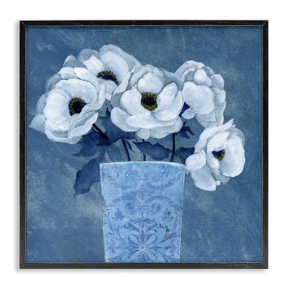Stupell Industries French Country Ornate Vase Flowers Black Framed Giclee Art, 12 x 12, by Janet Tava