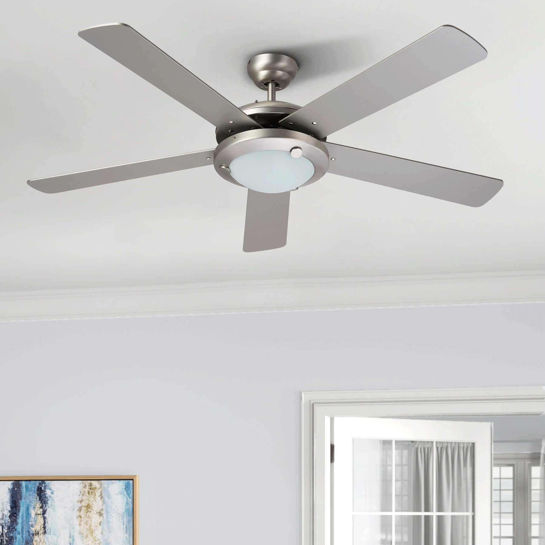 52" 56'' Indoor Ceiling Fan LED Light Kit & Remote Control 2 3 4 5 6 Blades 