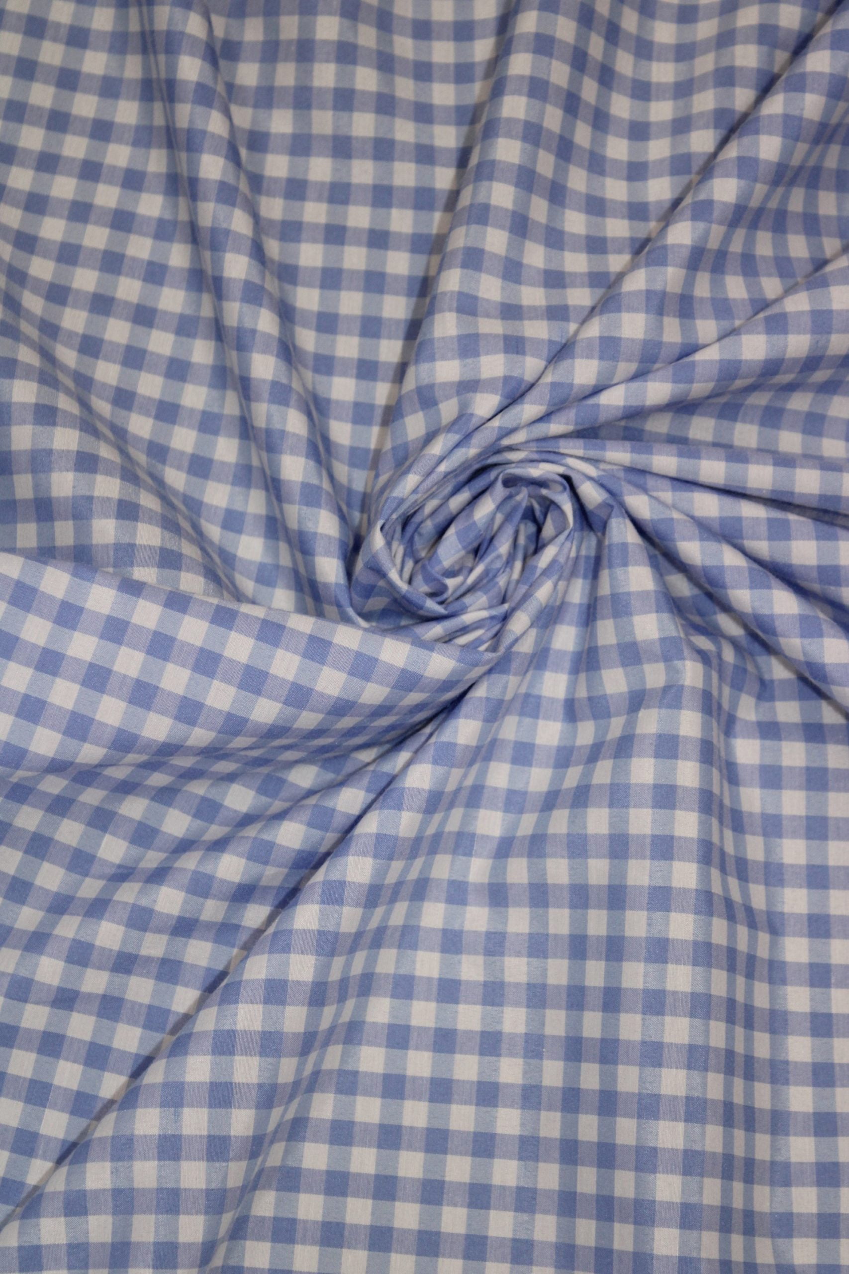 1/4" Gingham Check Broadcloth, 60" Wide, Sells by the Yard from Sal Tex Fabrics, Coppen Blue