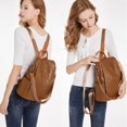 thumbnail image 5 of Mochila informal de moda para mujer 2024, mochila antirrobo para mujer, bolso de hombro de piel sintética suave, mochila escolar para estudiante, bolso marrón para mujer, 5 of 5