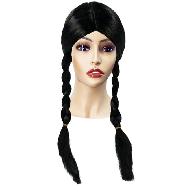 Peluca trenzada negra para disfraz, pelo gótico, pelucas de miércoles para Halloween, Cosplay, Fiesta Temática, película, fiesta de cosplay