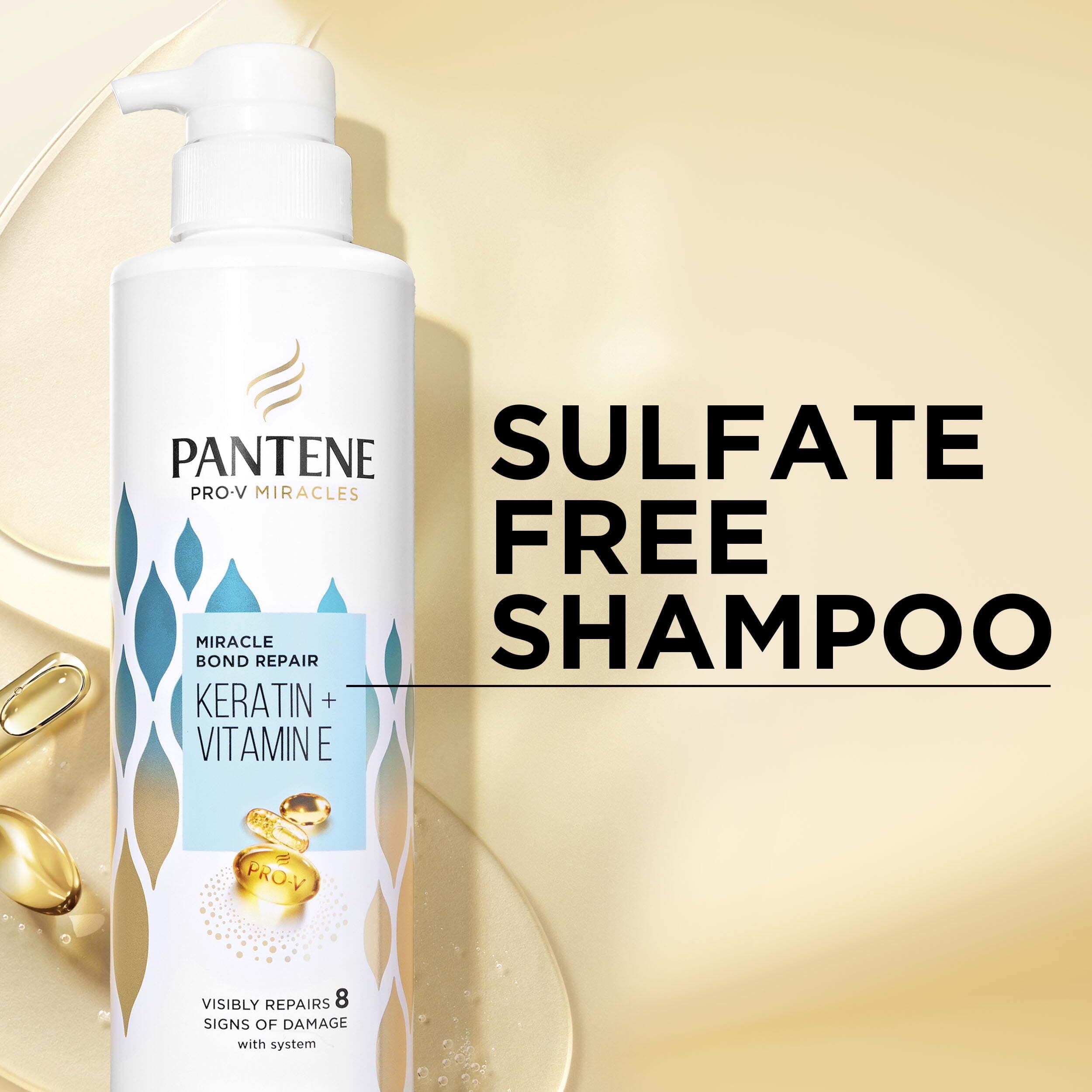 Pantene Sulfate-Free Pro-V Miracles Bond Repair Keratin + Vitamin E Shampoo, 13.5oz and Miracle Rescue Deep Repair Conditioner, 8oz