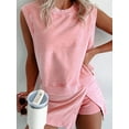 thumbnail image 3 of Womens Travel Outfits Summer Lounge Set Two Pieces Mineral Wash Cotton Tank Top Lined Split Athletic Skirt Set Pink XL, 3 of 8