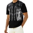 thumbnail image 2 of Men's Solid Color Geometric Jacquard Short Sleeve Round Neck Athletic T-Shirt, Quick-Dry Sporty Top for Training, Running, Gym Workouts and Outdoor Activities Black h M, 2 of 9