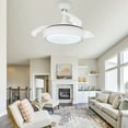 thumbnail image 3 of 36" White Retractable Ceiling Fan Reversible With Remote Control and Light Kit DC Motor, 3 of 9