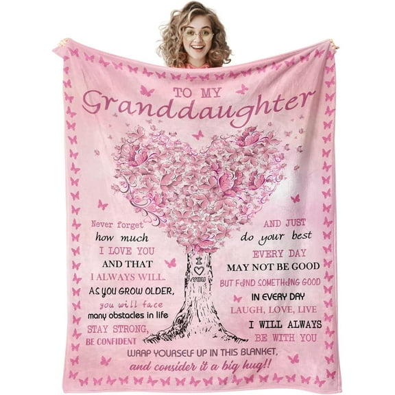 Granddaughter Gifts from Grandma Blanket, Gift for Granddaughter, Christmas/Valentines/Mothers Day/Graduation/Birthday Gifts for Granddaughters Girls, to My Granddaughters Blanket 60" X 50"