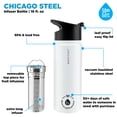 thumbnail image 2 of GROSCHE Chicago Stainless Steel Tea Infuser Flask | Beverage Bottle | Hot & Cold Drinks | Loose Leaf Tea Infuser | Travel Convenience Water Bottle | 16 fl oz, White, 2 of 7