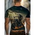 thumbnail image 2 of Men's Retro Motorcycle Rider Pattern T-Shirt - Retro Casual Crew Neck Short Sleeve T-Shirt with Dynamic Motorcycle Design, Perfect for Motorcycle Lovers and Vintage Fashion Lovers, 2 of 6