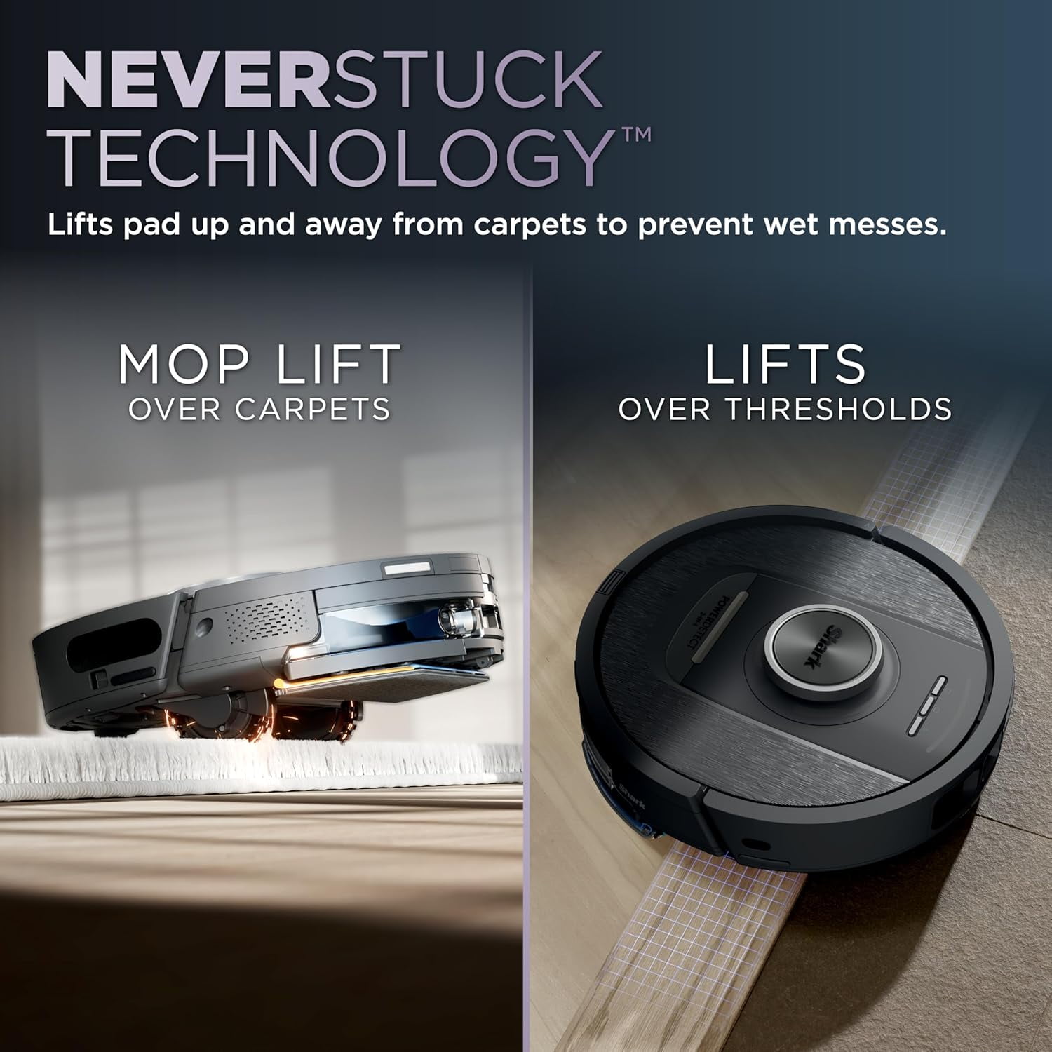 Shark PowerDetect 2-in-1 Robot Vacuum & Mop, NeverTouch Base 60-Day, Pet Friendly, StainDetect, RV2820YE