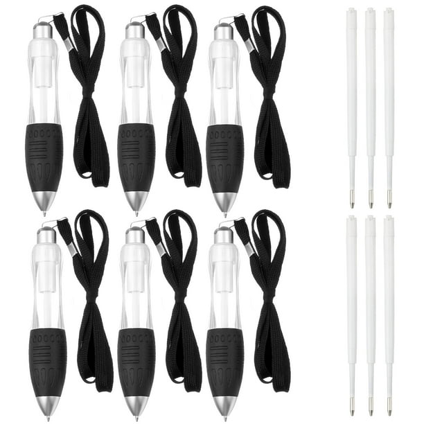 Uxcell 6Pcs Bolígrafos Gruesos, Bolígrafos con Peso Transparente y 6 Recambios Negros