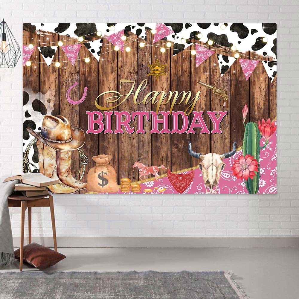 Fotohintergrund Western Cowgirl – 2,1x1,5 M, Pink, Für Geburtstagspartys & Fotoshootings