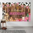 thumbnail image 2 of Western Cowgirl Backdrop Girl Wild West Pink Birthday Decor Rustic Wood Country Farm Cow Print Party Banner Cactus Hat Boots Photography Background Photo Shoot Props Vinyl 10X8FT, 2 of 4